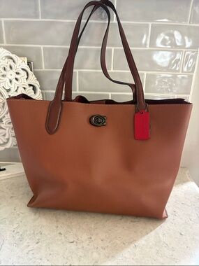 COACH Willow Colorblock Saddle Leather Shoulder Bag Tote C0692 READ